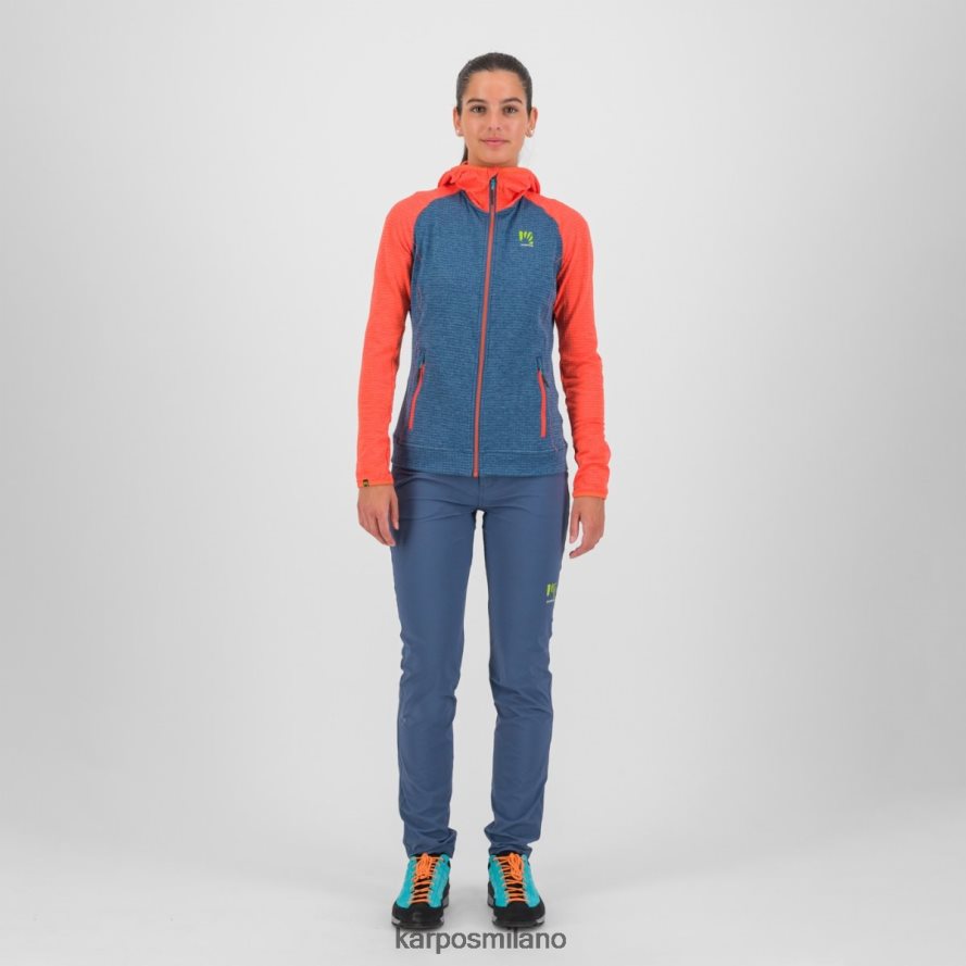 pile| Karpos ambrizzola w felpa con cappuccio e zip intera indaco vintage/corallo caldo donne DTRTHD1165