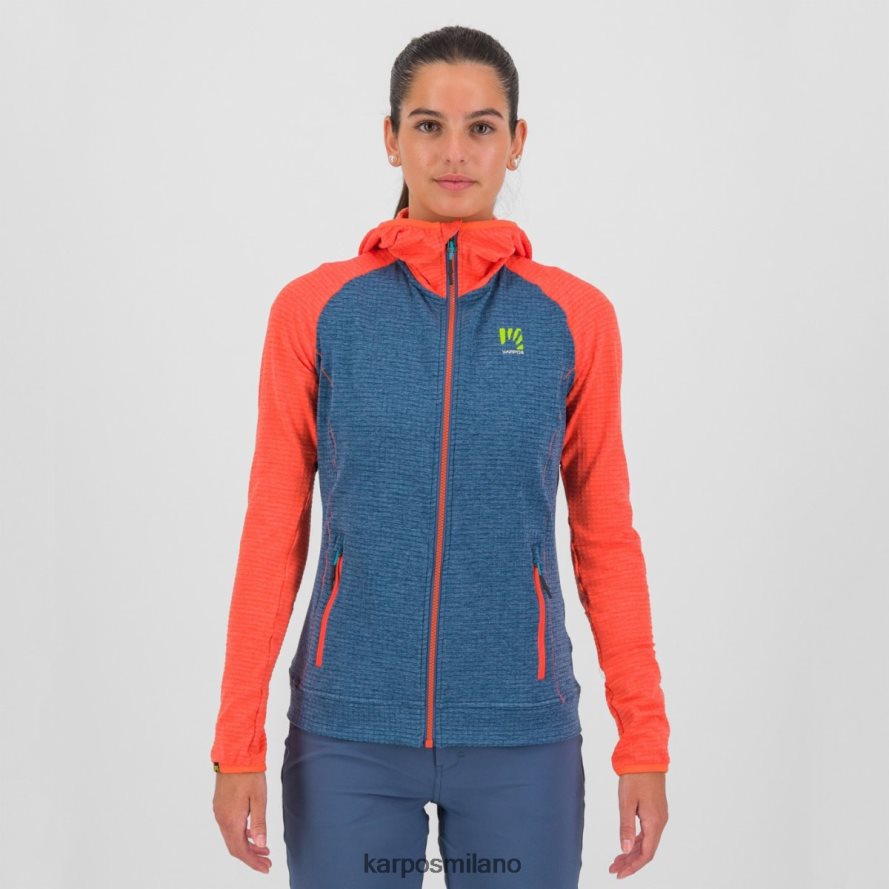 pile| Karpos ambrizzola w felpa con cappuccio e zip intera indaco vintage/corallo caldo donne DTRTHD1165
