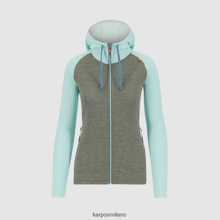 pile| Karpos camoscio con cappuccio con zip intera timo/cielo acqua donne DTRTHD1120