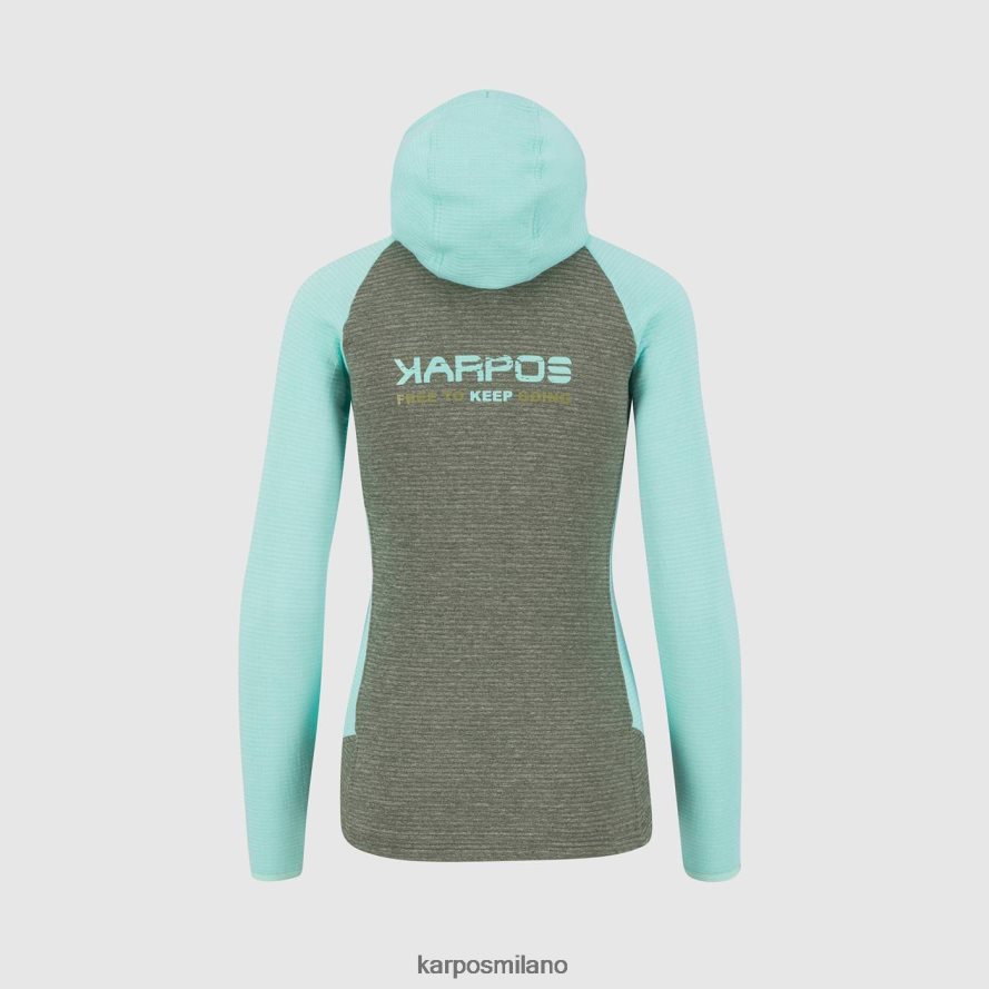 pile| Karpos camoscio con cappuccio con zip intera timo/cielo acqua donne DTRTHD1120