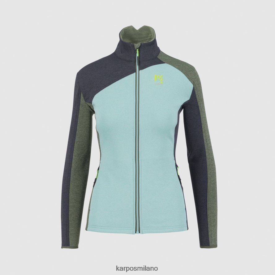 pile| Karpos federa full zip con pile cielo azzurro/sabbia nera/timo donne DTRTHD1182