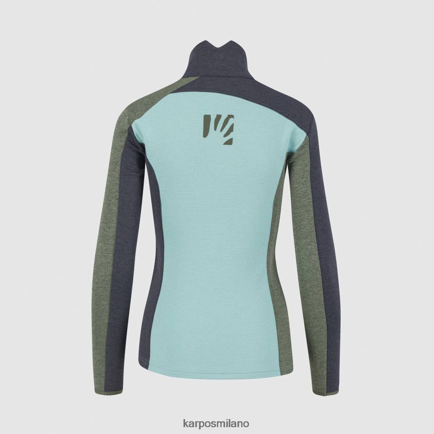 pile| Karpos federa full zip con pile cielo azzurro/sabbia nera/timo donne DTRTHD1182