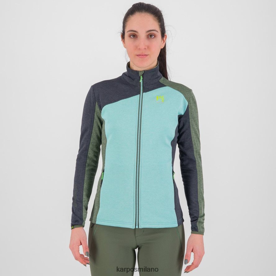 pile| Karpos federa full zip con pile cielo azzurro/sabbia nera/timo donne DTRTHD1182