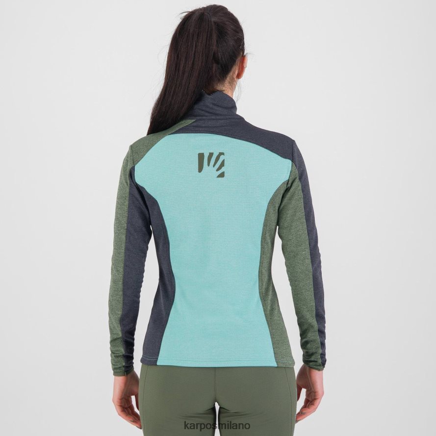pile| Karpos federa full zip con pile cielo azzurro/sabbia nera/timo donne DTRTHD1182