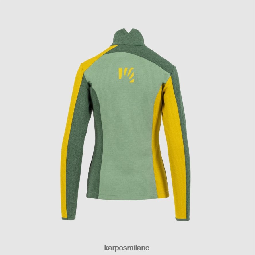 pile| Karpos federa mezza zip con pile gelido s./verde giungla/oro fl donne DTRTHD1200