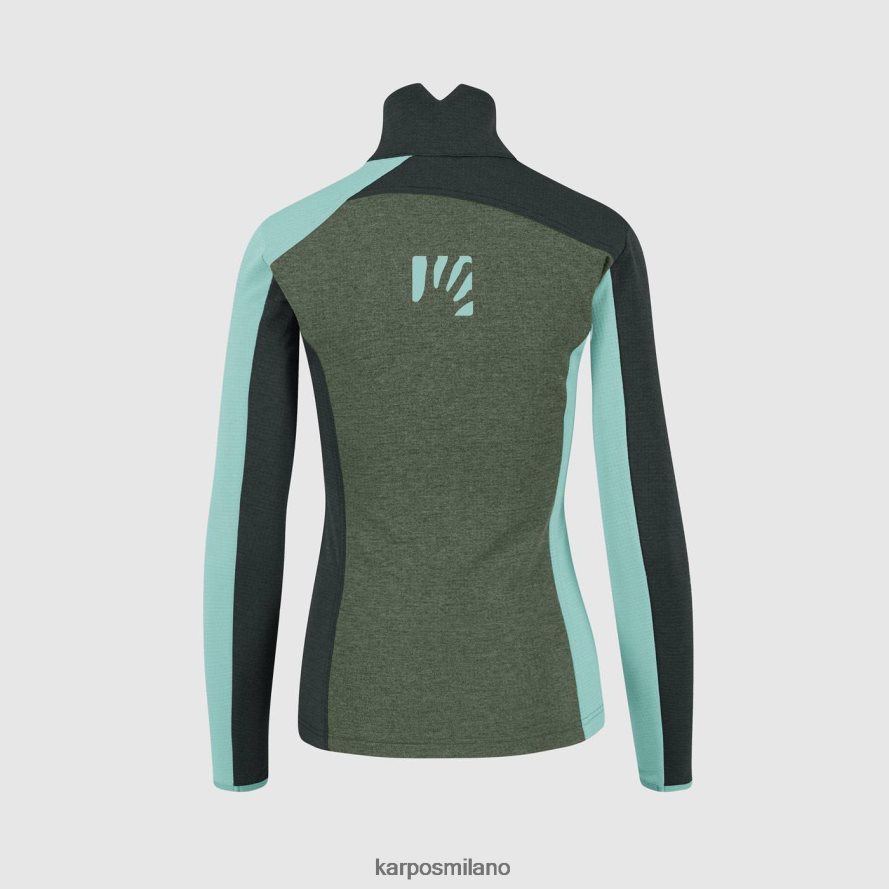 pile| Karpos federa mezza zip con pile timo/sabbia nera/cielo acqua donne DTRTHD1204