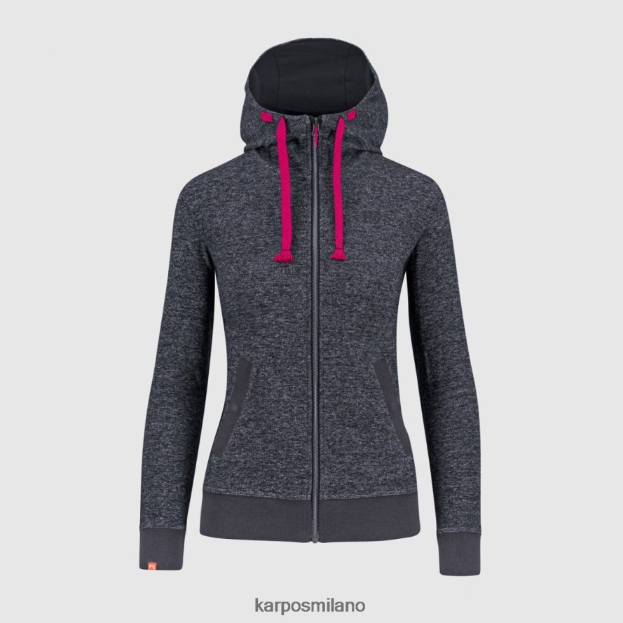 pile| Karpos totoga canapa con felpa con cappuccio e zip intera blu sfumato melange donne DTRTHD1118