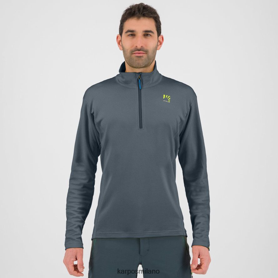 felpa con cappuccio| Karpos pizzocco mezza zip ardesia scura uomini DTRTHD293