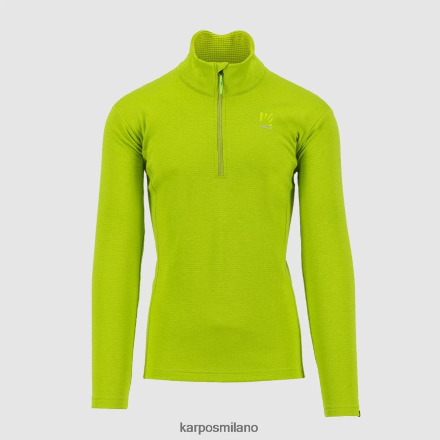 felpa con cappuccio| Karpos pizzocco mezza zip verde lime uomini DTRTHD283