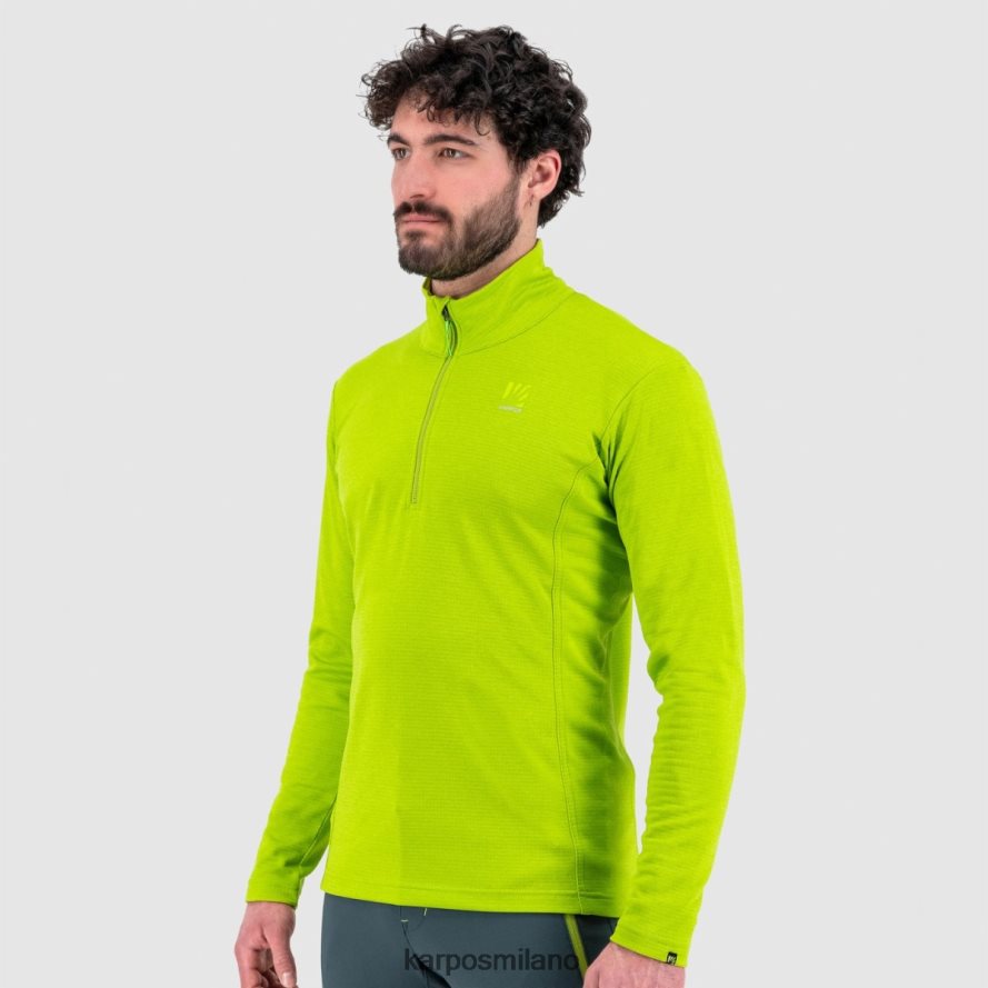 felpa con cappuccio| Karpos pizzocco mezza zip verde lime uomini DTRTHD283