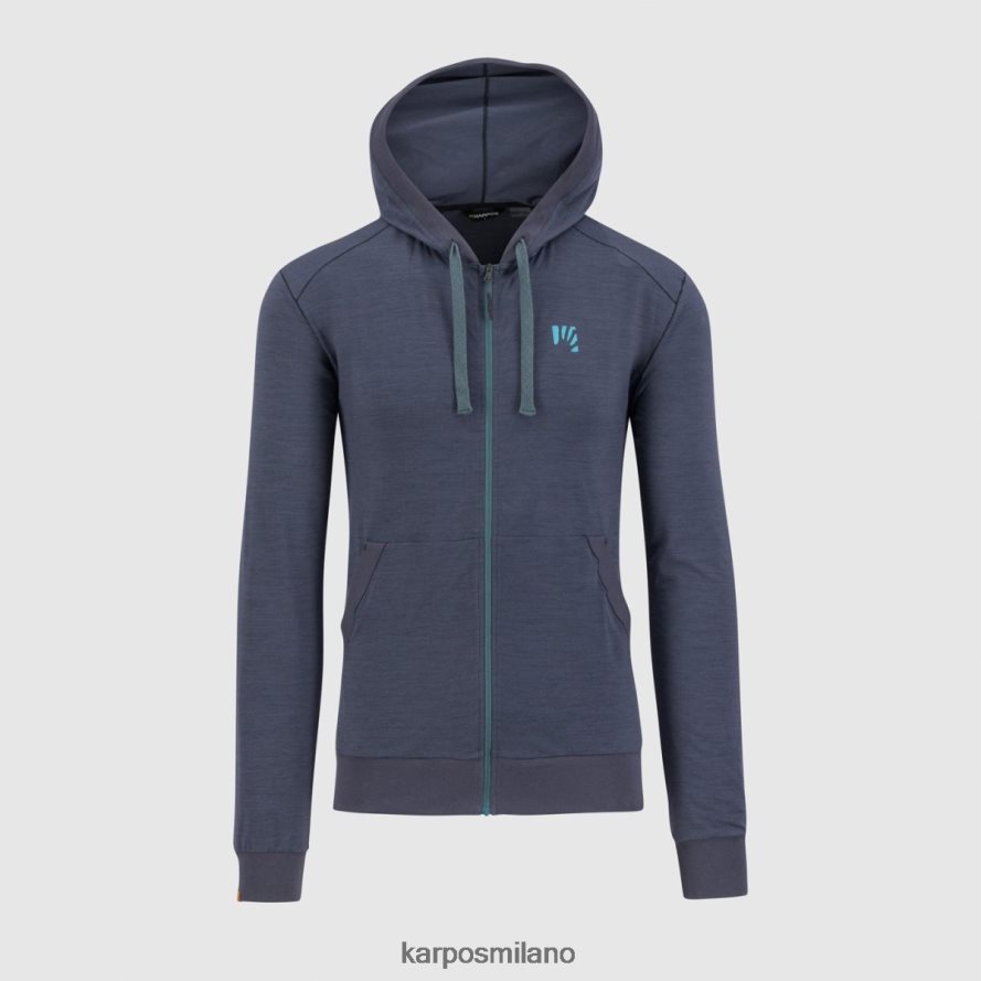 pile| Karpos Felpa con cappuccio e zip integrale in coppolo merino blu ombre uomini DTRTHD183