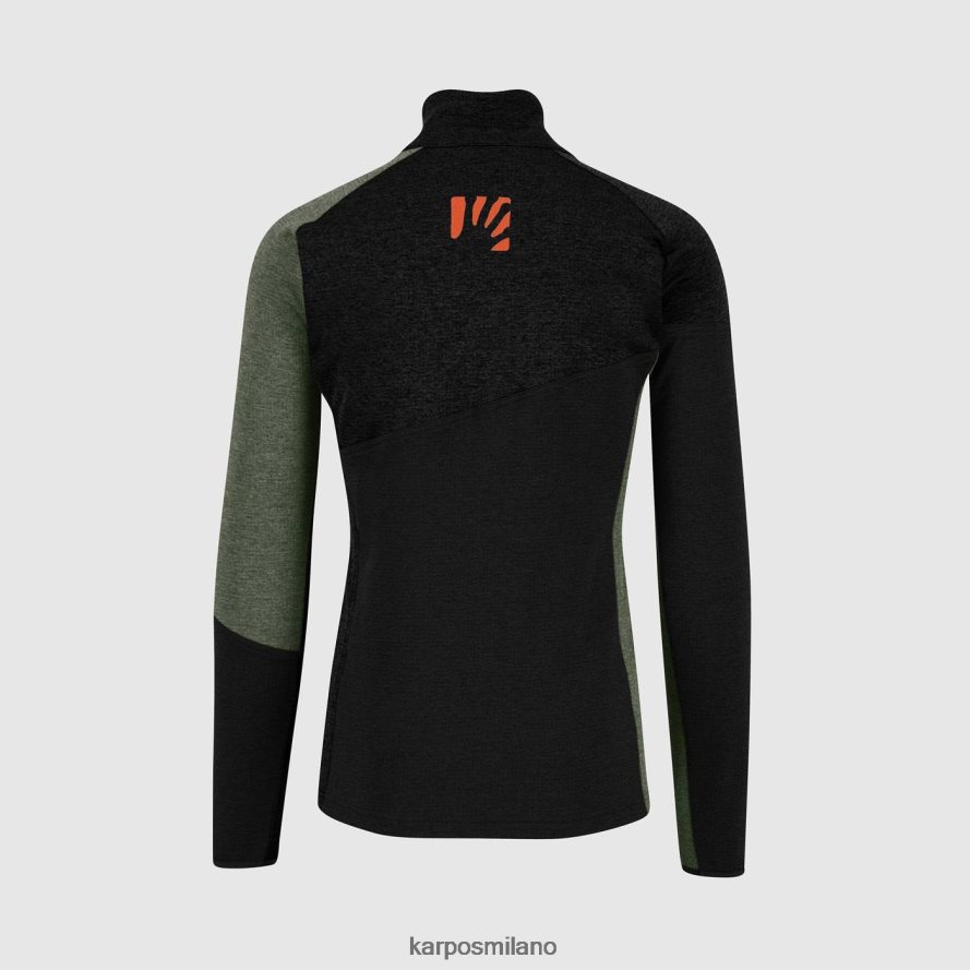 pile| Karpos Felpa federa con mezza zip nero/sabbia nera/timo uomini DTRTHD265