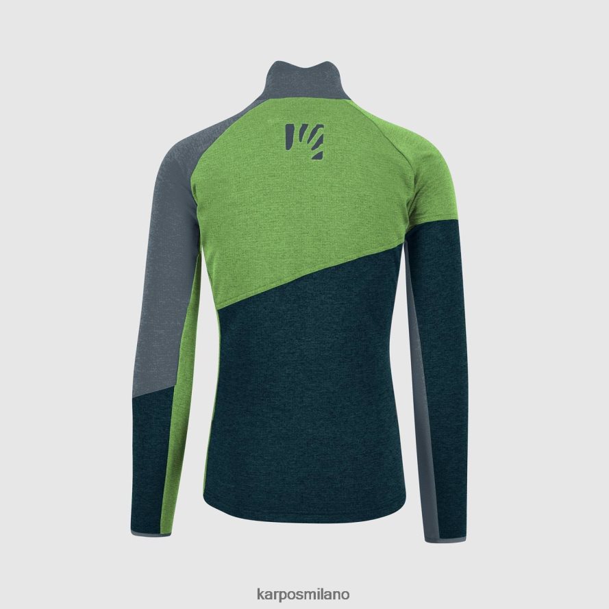 pile| Karpos Felpa federa con zip intera mezzanotte/lampeggio verde/lamella scura uomini DTRTHD240